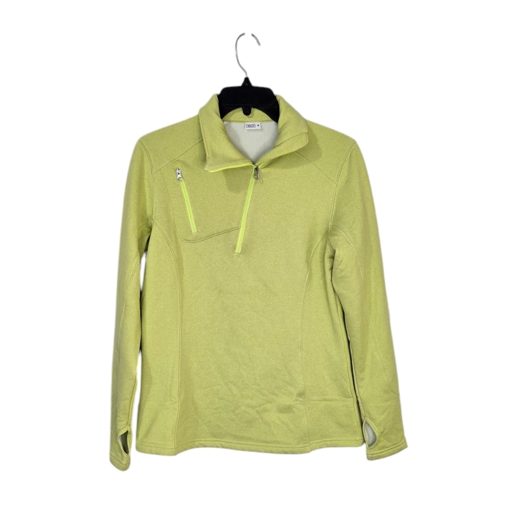 NILS 1/4 Zip Long Sleeve Fleece Lined Pullover Thumbholes Green Womens Medium M‎